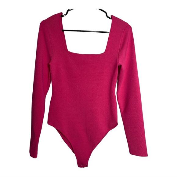 NWT MISA BODYSUIT S PINK QUIET LUXURY ELEVATED BASICS KNIT LONG SLEEVE ONE-PIECE - Picture 1 of 8